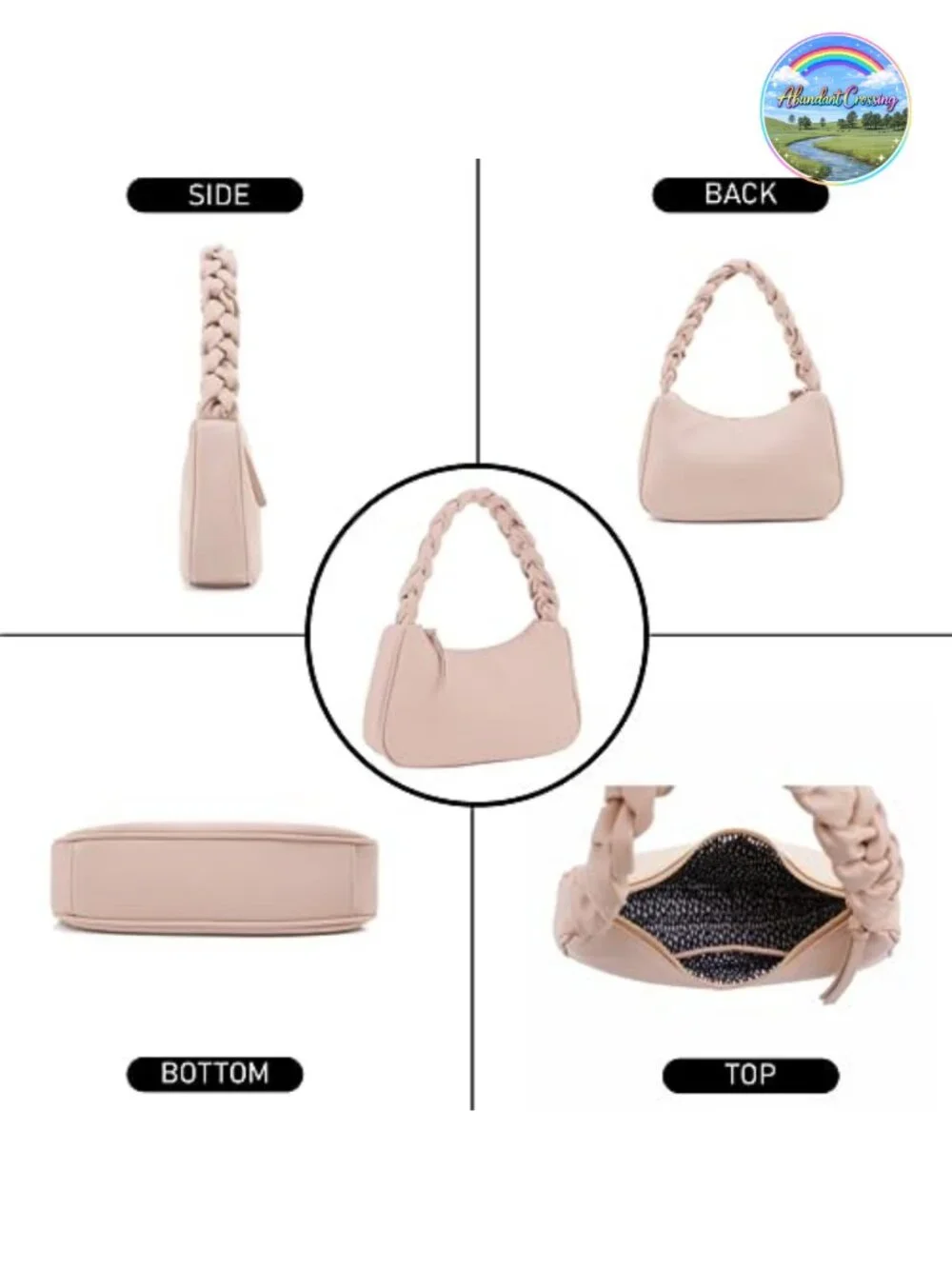 Faux Leather Hobo Tote Women's Handbag Braided Top Handle Vegan Leather